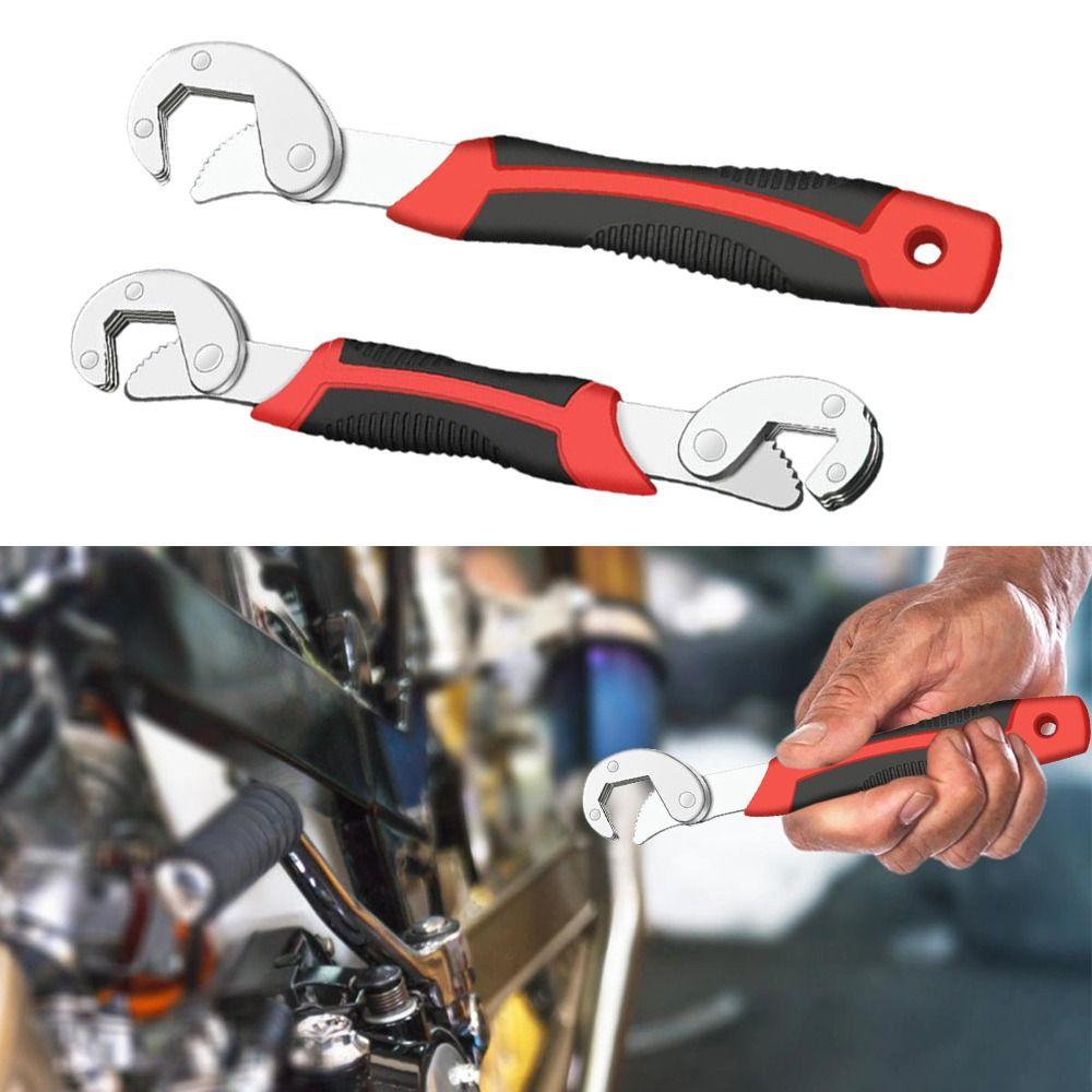 Multifunctional Universal Flexible Wrench Red&Black 45 Steel Wrench Tool Fast Fixed Double-Ended Pipe Wrench Repair Supplies