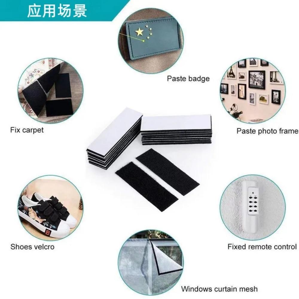 10Pcs Strong Self Adhesive Hook and Loop Fastener Tape DIY Nylon Sticker for Adhesive Fastener Hook Loop with Glue Anti Slip Mat
