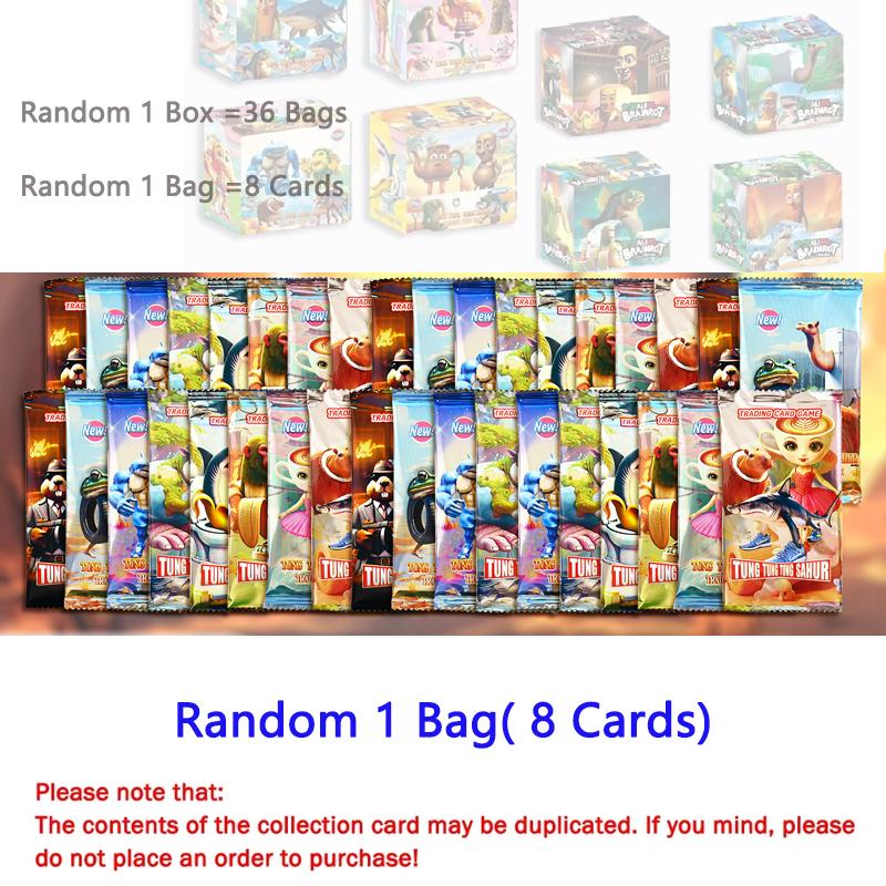 New 8/288PCS Italian Brainrot Game Collection Cards Toy Tungtungtung Sahur Tralalero Tralala Trading Cards Kids Birthday Gift