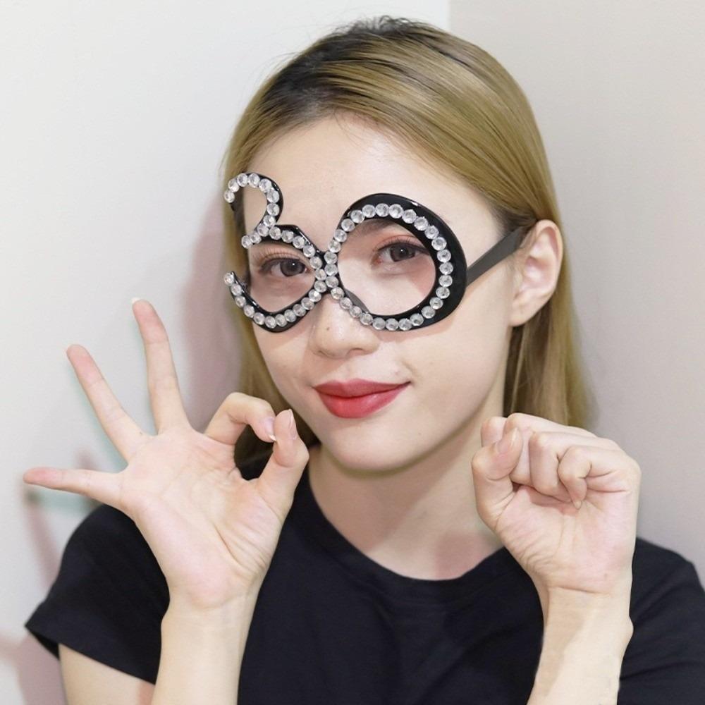 Rhinestone Birthday Number Rhinestone Glasses 16th 18th 30th 40th 50th 60th Party Mask  Unisex