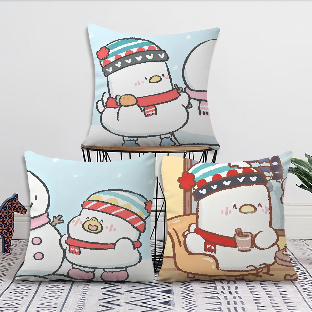 Cartoon Winter Cute Chicken and Duck Cushion Cover Pillow Cover Decoration Room Home Sofa Living Office Car Nordic Simplicity