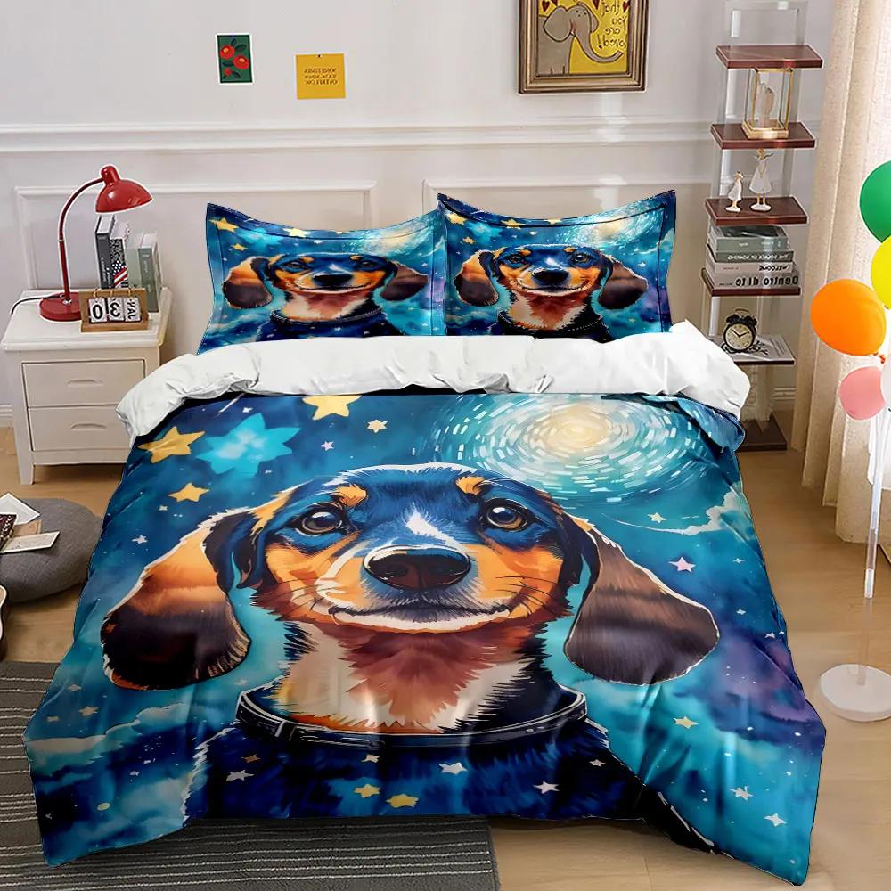"Starry Dog Art Decor Set" Soft Comfortable Duvet Cover Bedding Set Included 1*Duvet Cover & 2*Pillowcases, gift