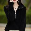 Lapel Women's Fashionable Age-reducing and Slimming Half-open Zipper Sweater Knitted Sweater Thickened Base
