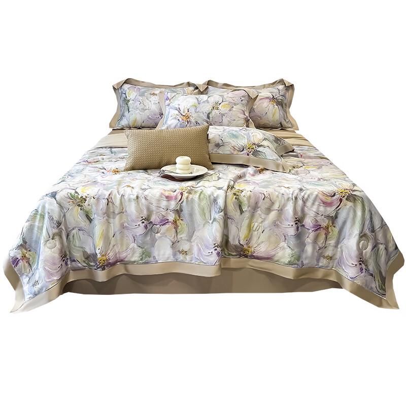

LENGARY 60-Count Tencel Hollow-Out Printed Summer Quilt Set