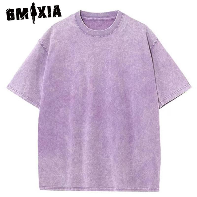 

GMXIA Хлопковая футболка с коротким рукавом Мужская модная свободная футболка с рукавом до локтя с принтом Сочувственная футболка XXL фиолетовый