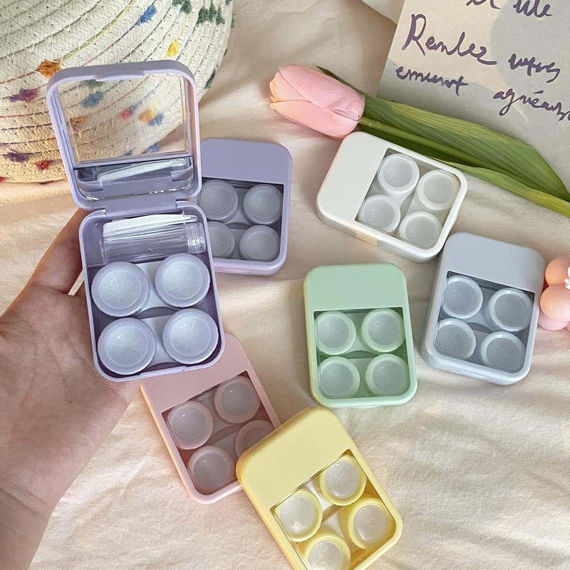 2 Pairs Contact Lens Case Travel Soak Container Lenses Box for Beauty Pupil Women Eye Care