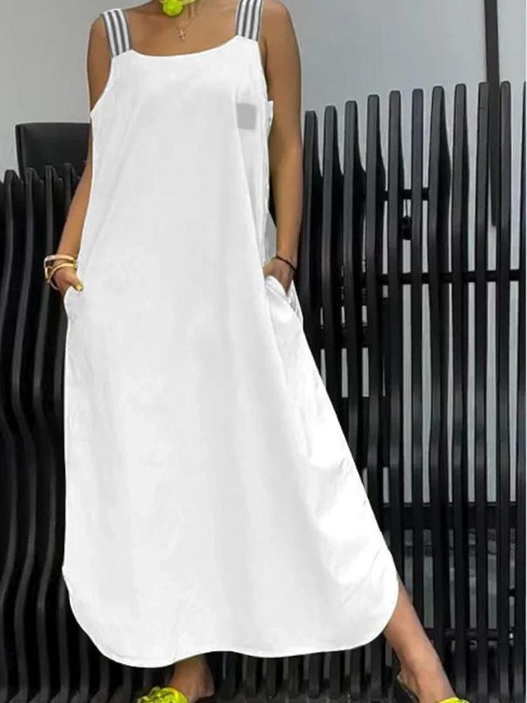 

Повседневное хлопково-льняное платье с карманом 3XL белый