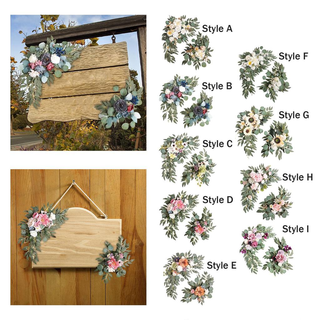 2x Künstlicher Kranz Schmuck Foto Requisiten Dekoration Handgemachte Kunst Deko DIY Szene Layout Hochzeitsbogen Blume für Innenfenster