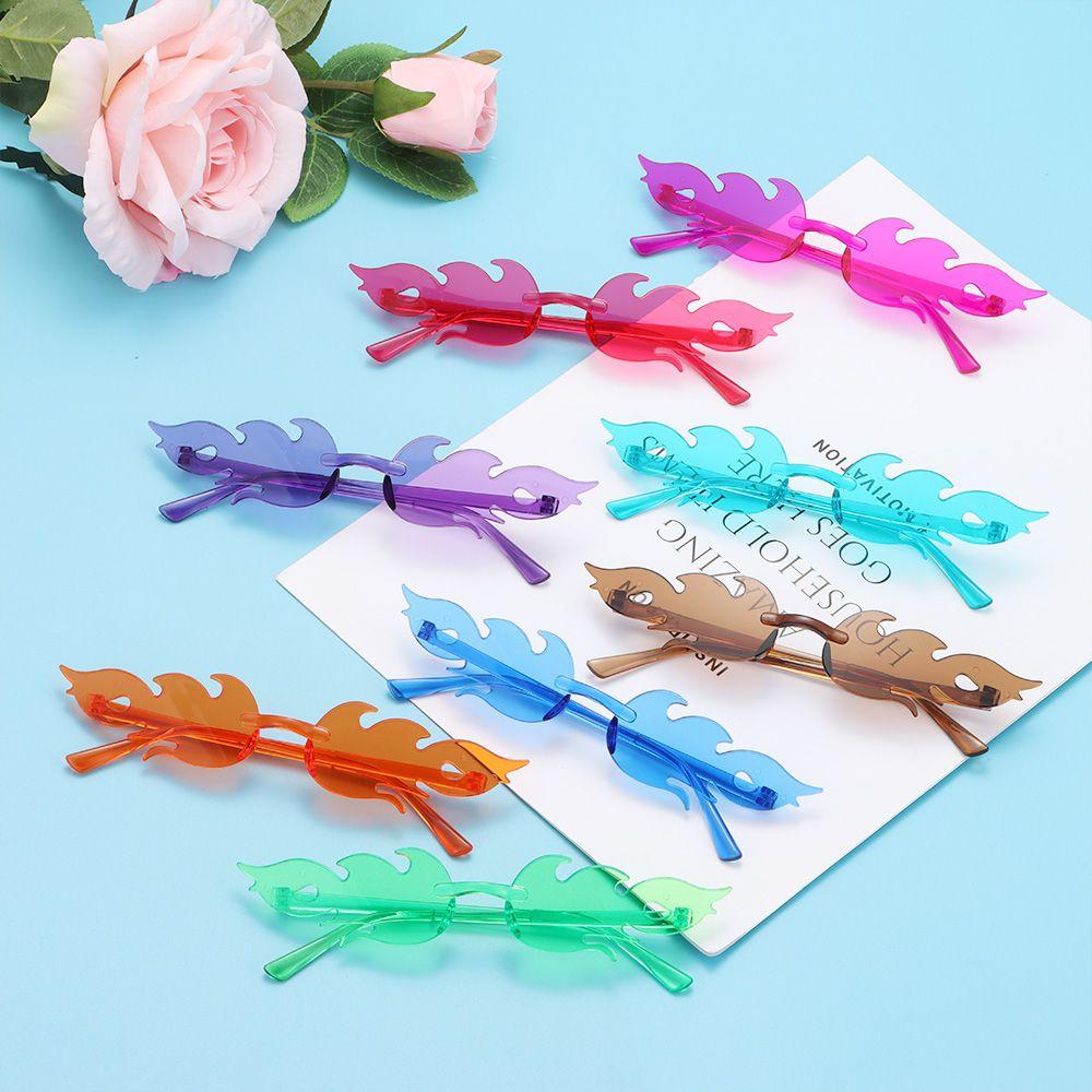 Streetwear Party Cosplay Eyewear Sunglasses for Women Flame Shaped Sun Glasses Flame Sunglasses