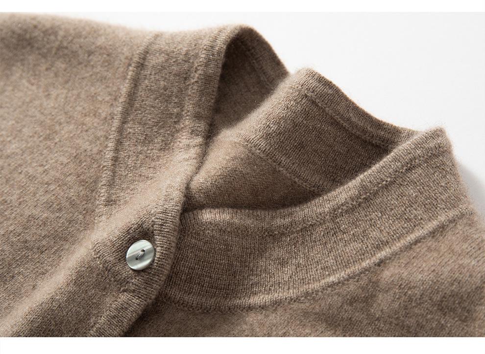 Women's 100% Pure Cashmere Button-Up Shoulder Warmer - Soft, Smooth, Solid Color Knit for Autumn & Winter with Half-High Collar