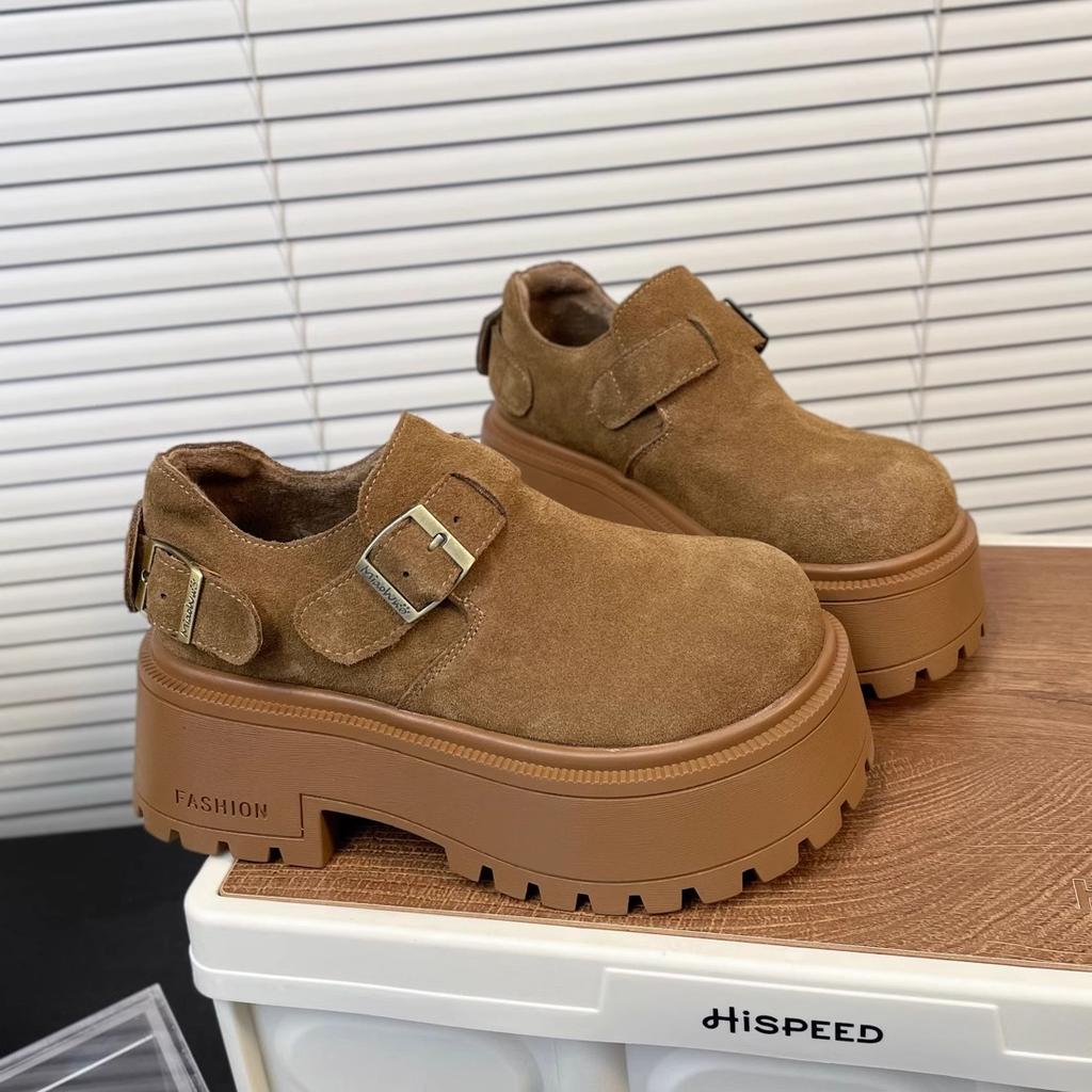 Women Leopard Loafers Shoes Platform Fur Snow Boots Winter Suede Plush High Heels Shoes 2025 Trend Casual Fashion Botas Mujer