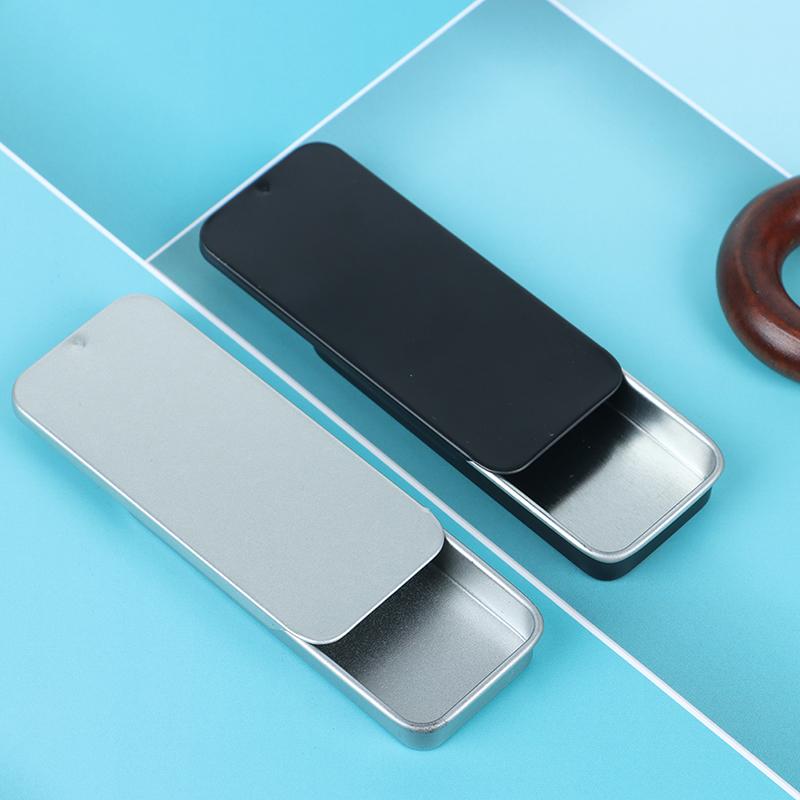 Portable Tin Box Mini Iron Slide Cover Storage Jewelry Pill Cases Container Can
