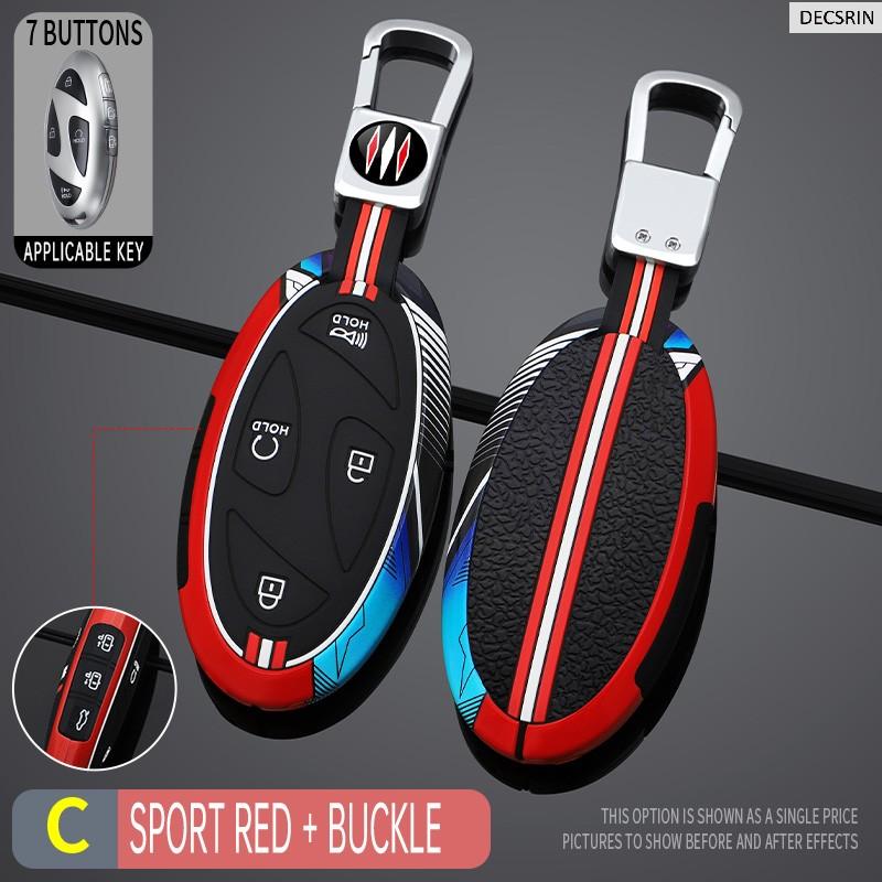 5 7 Buttons Zinc Alloy + Silicone Car Key Case Cover For Hyundai Kona Ev Grandeur GN7 IONIQ 6 2023 2024 Remote Key Protect Shell