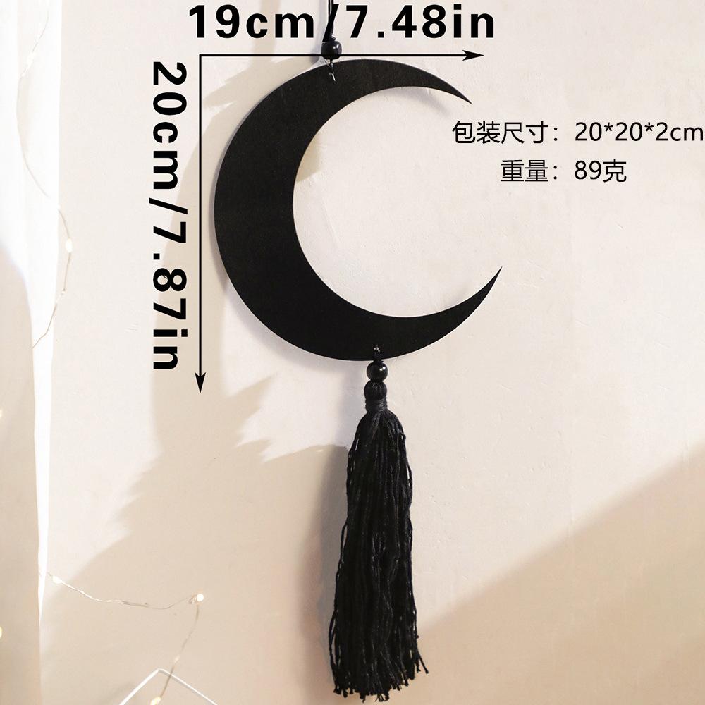 

Черная Звезда и Луна Кисточка Деревянная Подвеска Ручной Работы для Украшения Стен Дома Спальни Праздничное Оформление