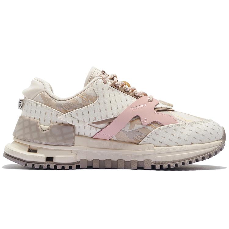 Li Ning Textile, Leather Cushioning Slip Resistant Abrasion Resistant Low top Casual Shoes Women's Pink AZGS078-3