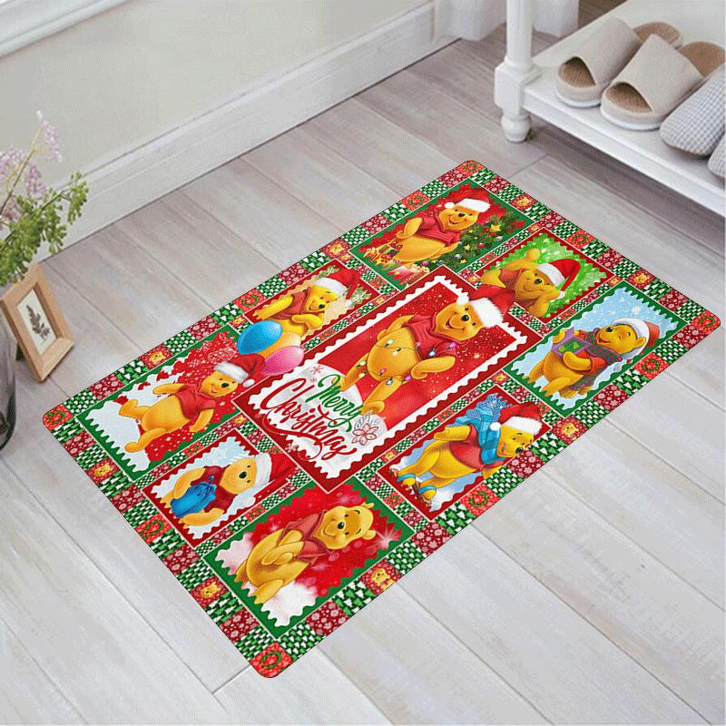 

1pc Merry Christmas Winnie The Pooh Rug Anti Slip, Non Shedding, Ideal for Living, Bedroom & Laundry Handcrafted Home Decor 60cm by 90cm