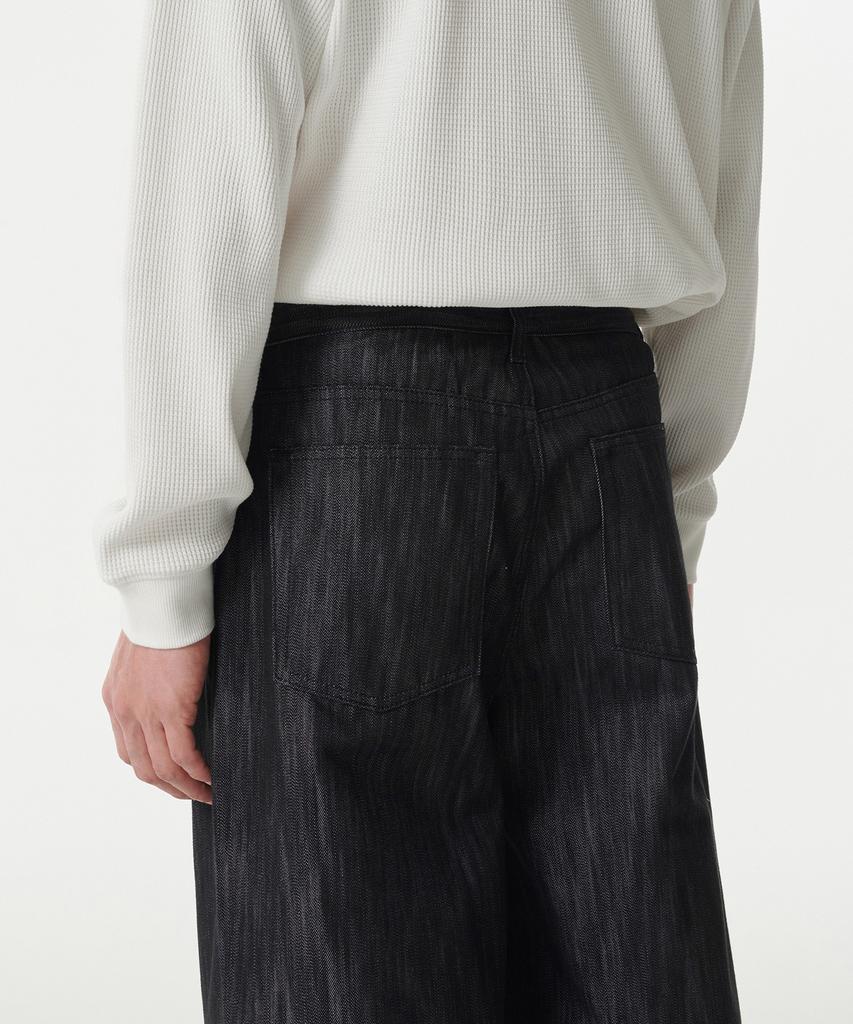 Musinsa Standard Vertical Slub Semi-Balloon Denim Pants [Black]