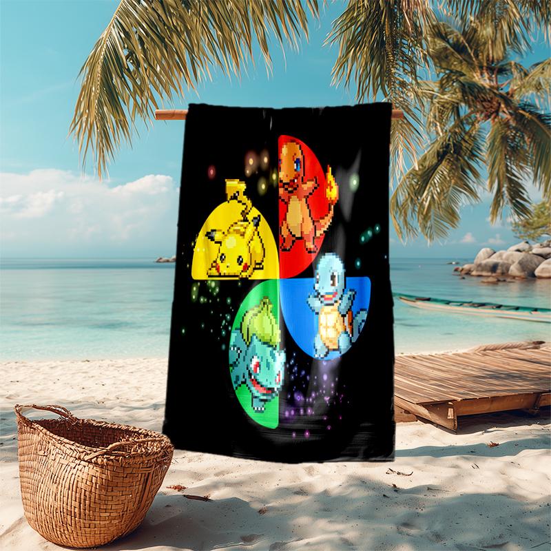 Pokémon beach towel Outdoor camping Beach towel for vacation swim Outdoor pool Absorbent bath towel