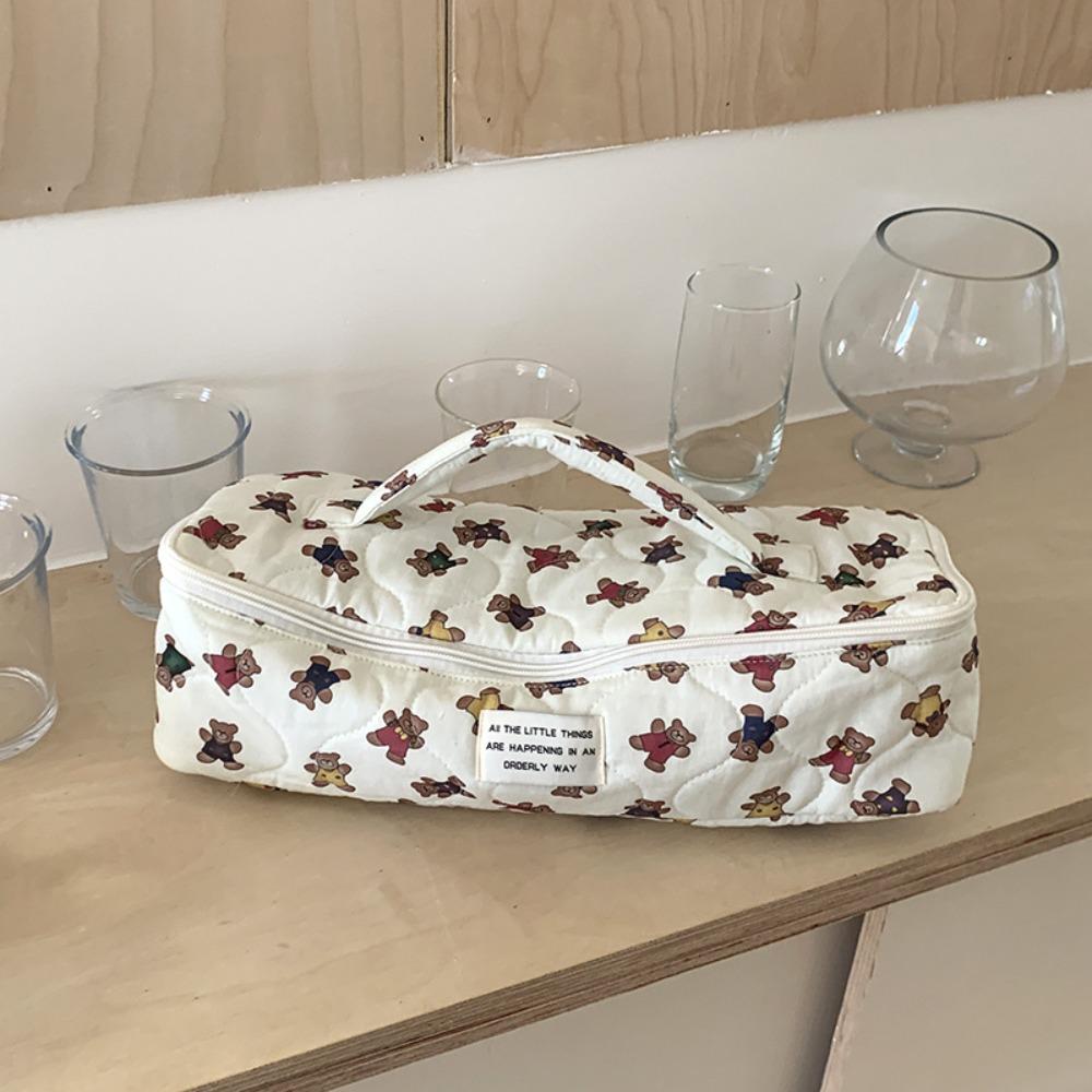 Quilting Cotton Hair Dryer Storage Bag with Handle Large Capacity Carrying Case Dustproof Soft Curler Storage Bag for Travel