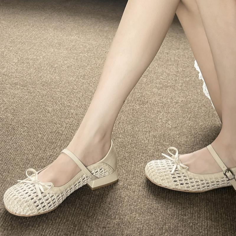 Fashion Luxury Beach Women Sandals Mary Janes Fashion Comfortable Soft Low Heels Shoes 2025 Summer Trendy Elegant Bow Women Shoes