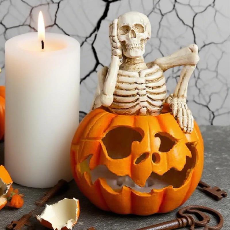 Halloween Skeleton Pumpkin Silicone Candle Molds for Ghost Pumpkin Crafts Gypsum Candy Making And Soap Crafting Decoration