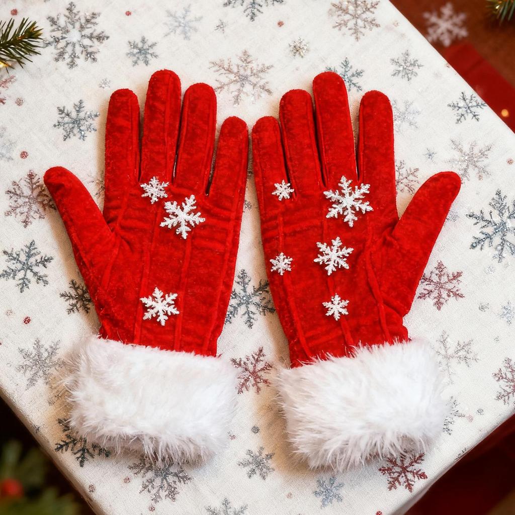 Red Christmas Gloves Christmas Cosplay Accessories Santa Claus Costume Women Gloves For Party Holiday Festival New Year Event
