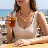 Klobiger Bunter Perlen-Choker Harzperlen-Halskette Boho Urlaubs-Halskette für Damen Tägliches Tragen Sommer Strandurlaub Schmuck