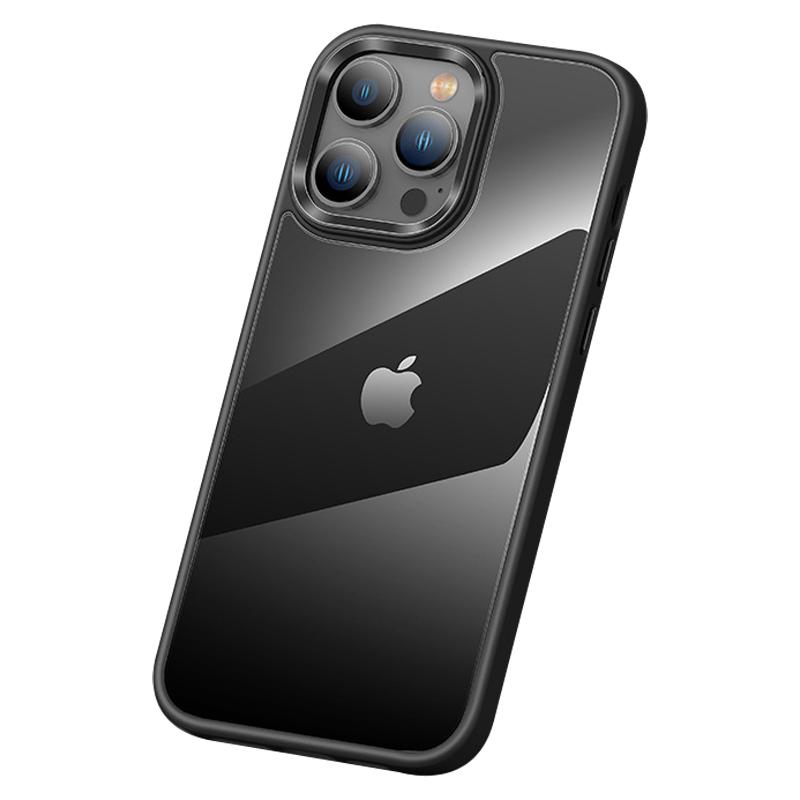 Anti-Scratch Phone Case for iPhone 15 Pro Max Slim Clear PC+TPU Phone Shell with Metal Lens Frame