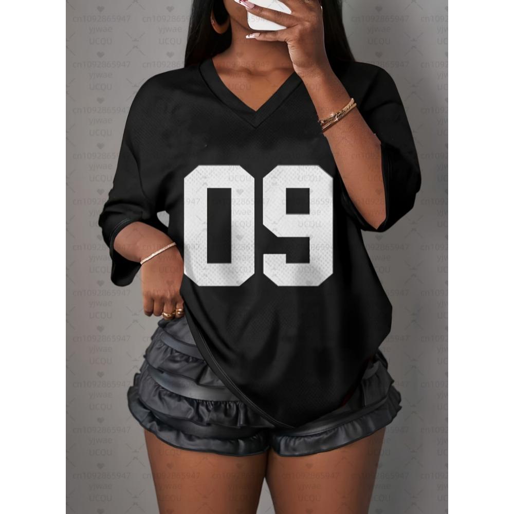 Women's T-shirt Mesh Striped V-neck T-shirt Summer Harajuku Trendy Short Sleeve Street Top