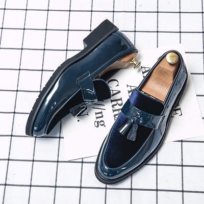Herren Lederschuhe Freizeitschuhe Herren Quasten Slipper Mode Blau Formelle Schuhe Slip-On Oxfords Schuhe Luxus Lacklederschuhe