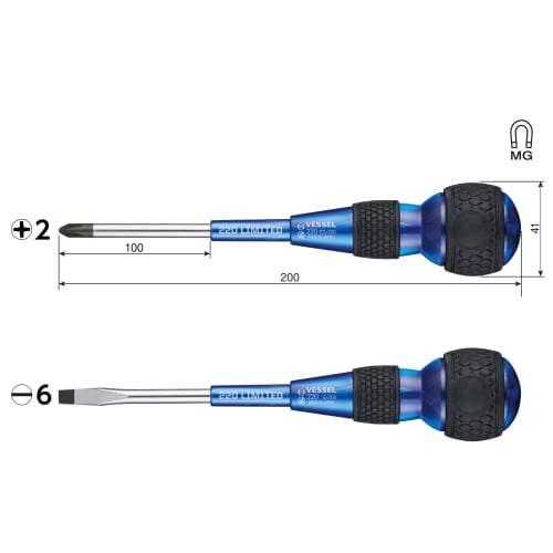 VESSEL Limited Premium Color Ball Grip Driver Blue 220-2PS-PBL