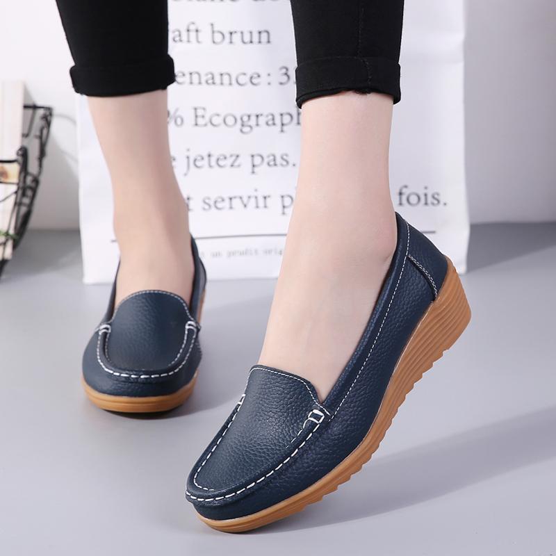 Soft-soled shoes Doudou shoes spring and autumn new mid-heel wedge heel platform hospital nurse shoes