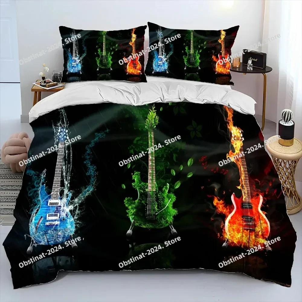 Classical Guitar Electric Guitar Bedding Set Print With Pillowcase Bed Duvet Cover Soft Single Double Queen Super King Size