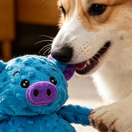 Pet Toy Bite-Resistant Plush Foam Pig Shape Chew Toy Relieves Anxiety Boredom Pet Teeth Cleaning Grinding Toy