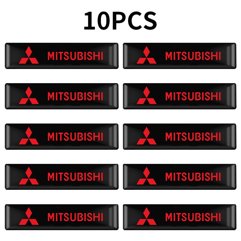 

10Pcs For Mitsubishi Ralliart Montero L200 EVO Xpander ASX Eclipse Car Styling 3D Epoxy Vinyl Stickers Decals Car Accessories