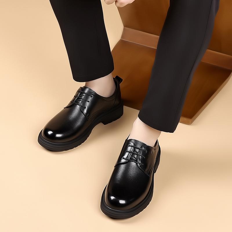 Genuine Leather Men'S Shoes Luxury High-Quality Style Office Business Adult Classic Black Work Shoes Thick Bottom