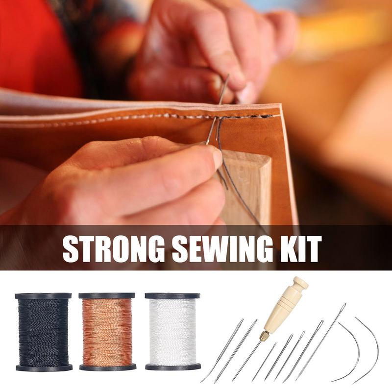 Leather Stitching Kit Heavy Duty Sewing Kit Leatherworking Tool Set Sewing Thread Needle Awl For Leather Carpet Sofa Seat Sewing