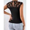 Women's Elegant Lace Patchwork Sleeveless T-shirt - Slim Fit, European & American Style Summer Top