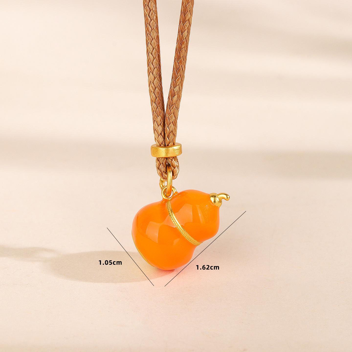 S925 Sterling Silver Seven-Color Gourd Pendant Necklace with Braided Rope for Women 925 Silver