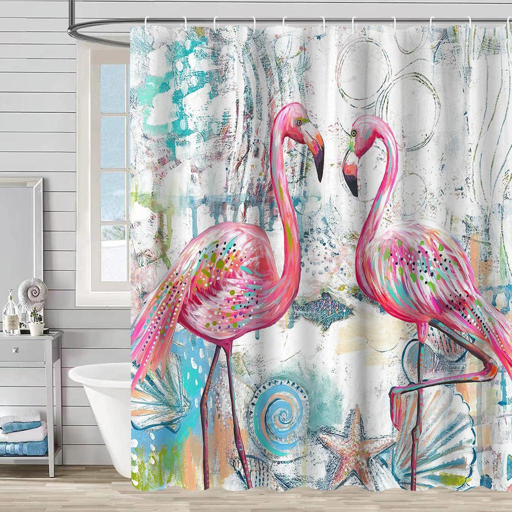 Bathroom Waterproof Curtain Digital Printing Tree Branches Bird Shower Curtain Free Punching Toilet Partition Curtain Shower Cloth
