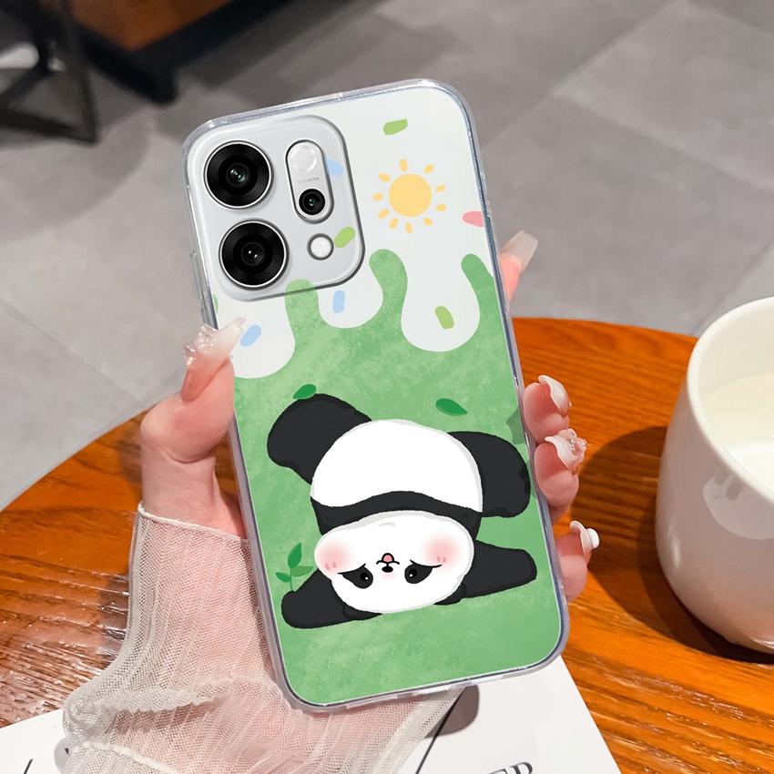 For Oppo Reno14 Pro Realme C71 C75 C75x Ultra Thin Clear Phone Case Cute Panda Pattern Dustproof Protection Soft Transparent Back Cover For Oppo Shell