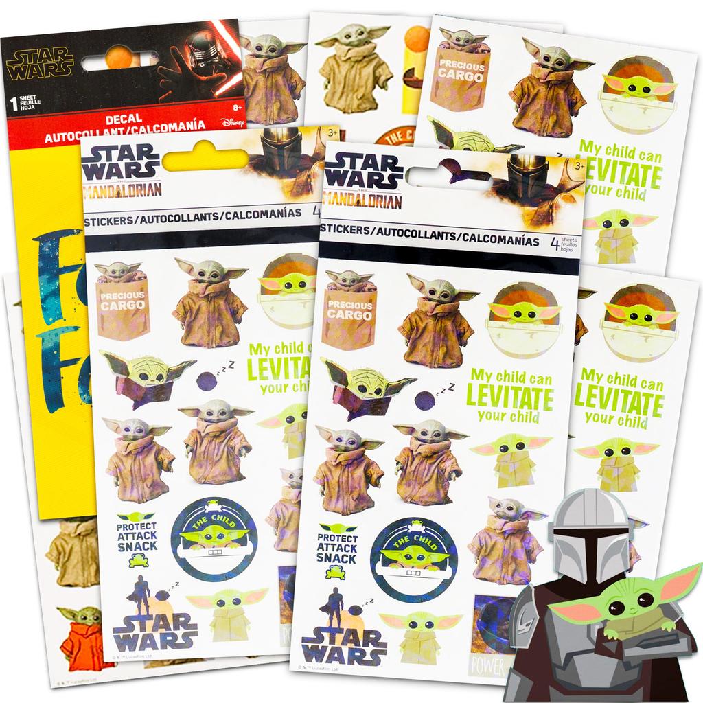 Star Wars Mandalorian Sticker Set Baby Yoda Merchandise - 8 Mandalorian Decorative Baby Yoda Stickers and a Star Wars Decal (Star Wars Baby Yoda Deco)