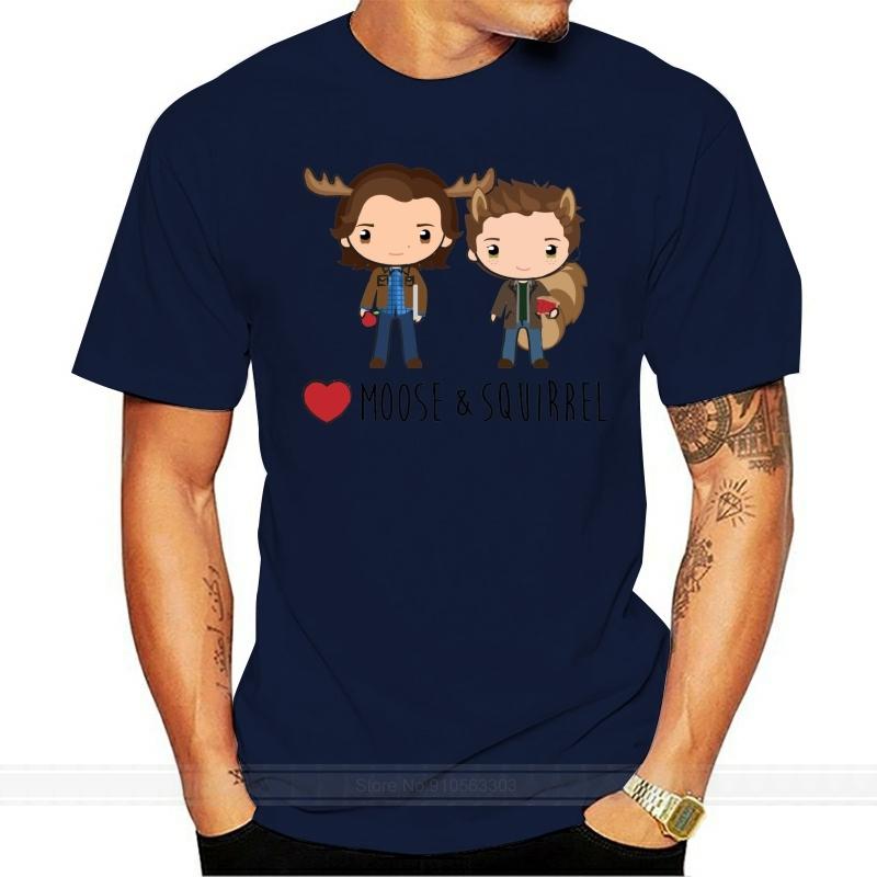 Fashion Mens Short sleeve T Shirt Love Moose amp Squirrel Supernatural TShirt Men Printing Short Sleeve Tshirt trend S