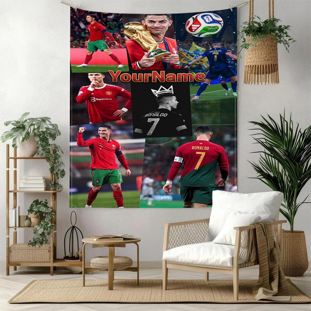 Cristiano Ronaldo Custom Your Name Wall Decor Tapestry Art For Pet Memorial Birthdaywedding Party Backdrop Family Gift