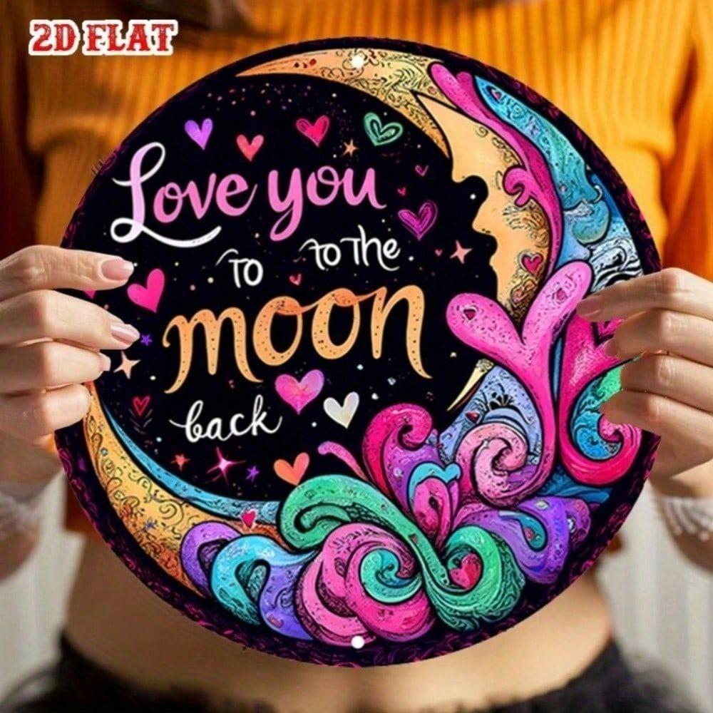 Round Moon Stars Aluminum Metal Wall Art Poster Decor