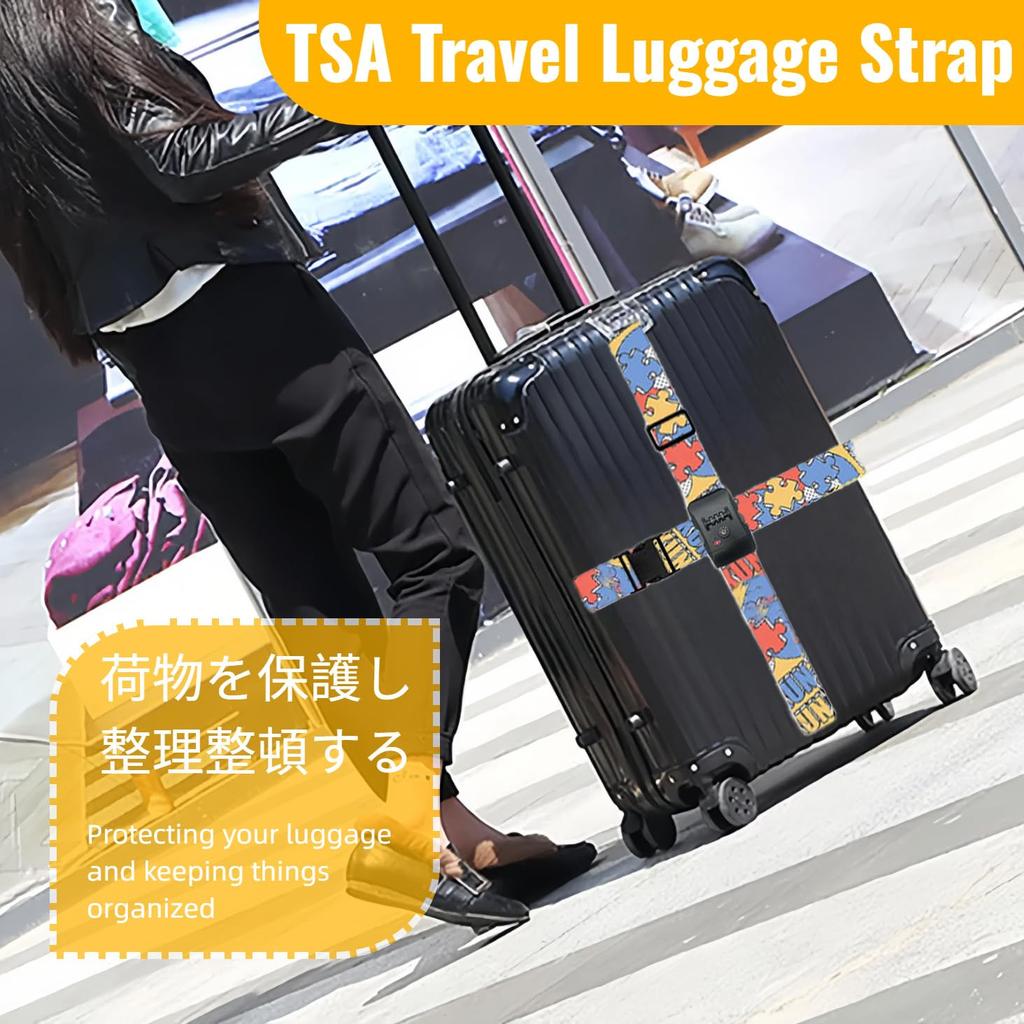 CLEAYODO Cross Suitcase Belt with Dial Lock POM Hook for Double Fits Inch Includes Information Suitcase Security Puzzle [Airport Strap] TSA-approved &