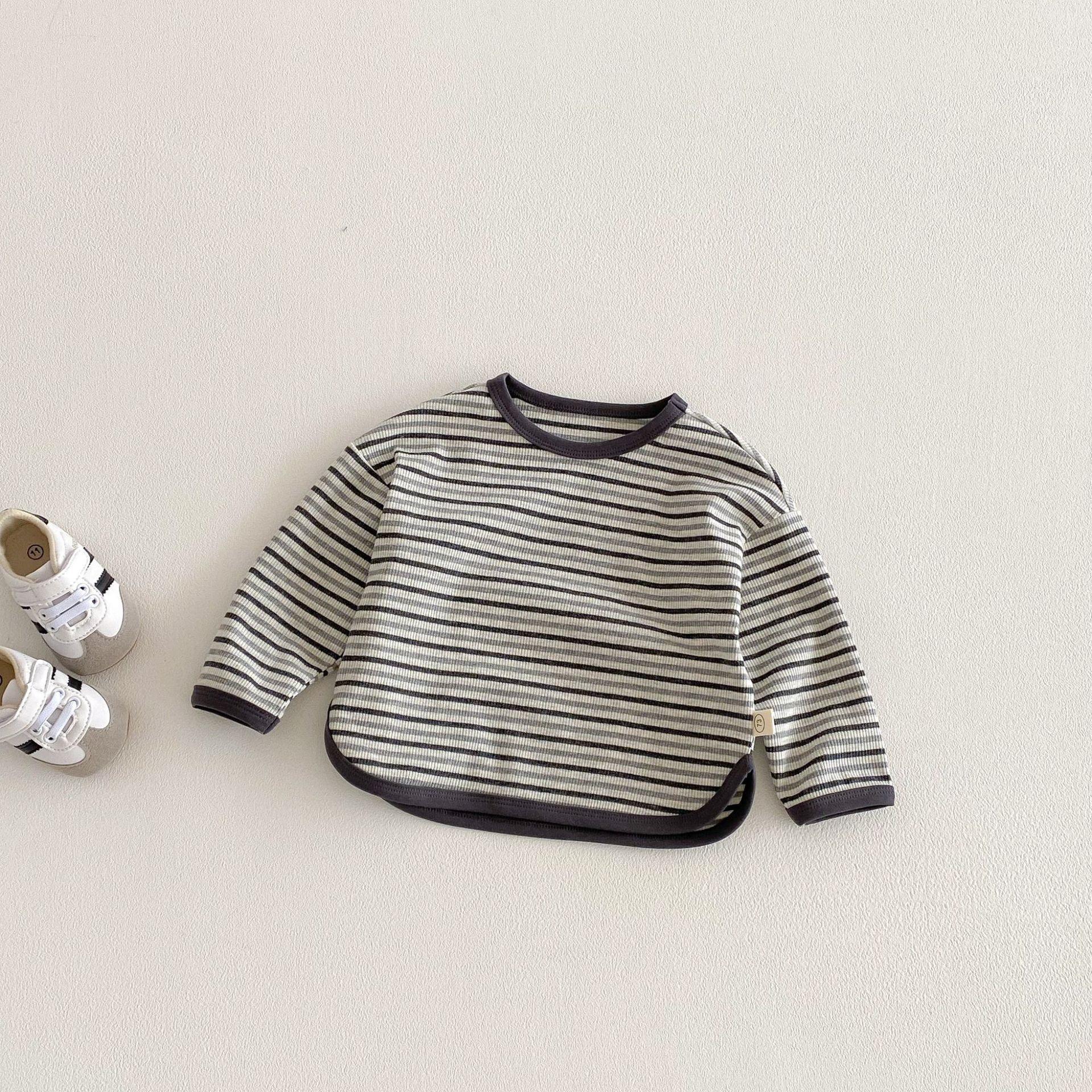 

Korean Style Striped T-shirt for Girls - Trendy Spring Layered Color Block Design 110