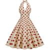 Retro Hepburn Polka Dot Halter Midi Dress - Black, High-Waisted, Backless, Sexy Wide-Hem