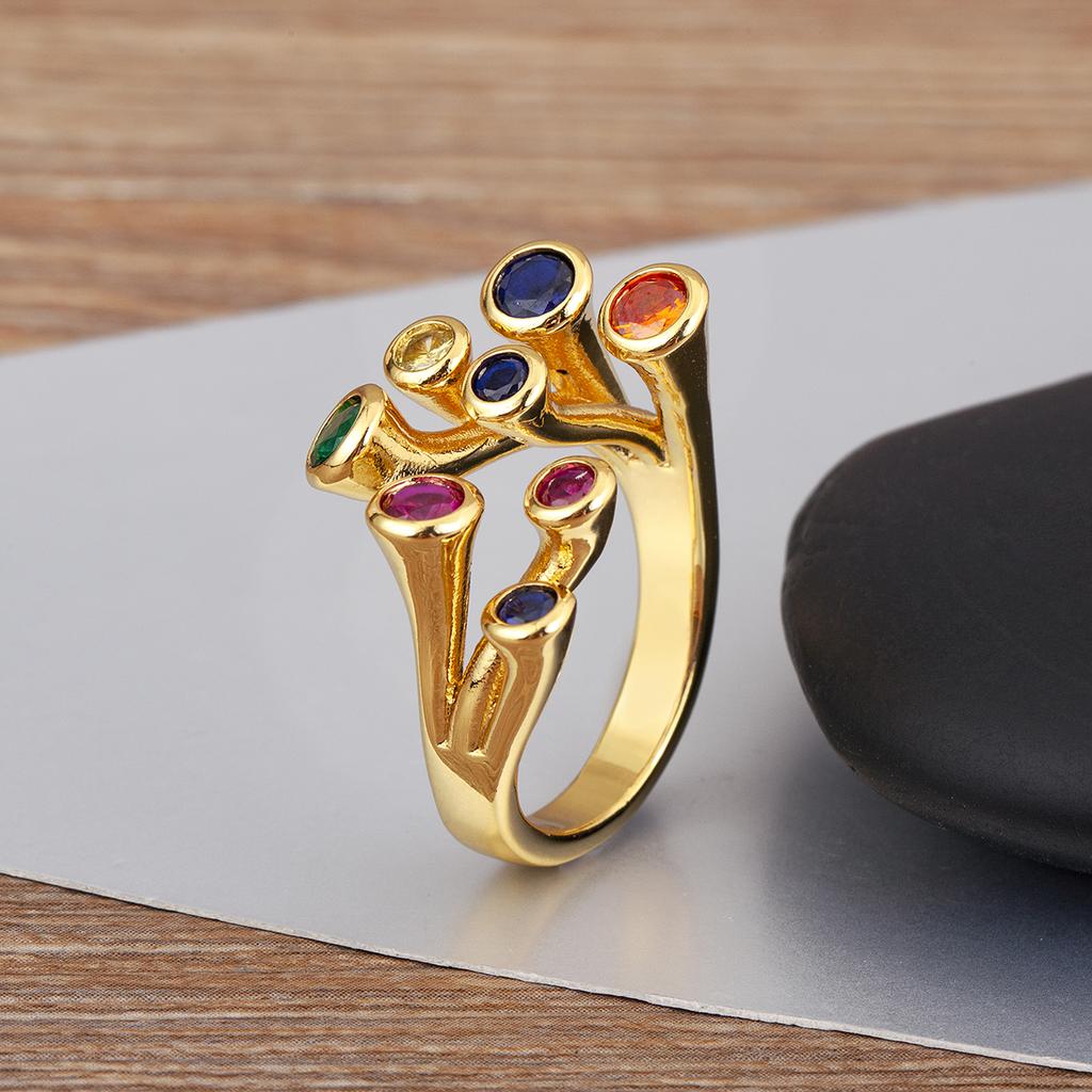Nidin High Quality Inlaid Colorful Zircon Open Rings Adjustable For Women Men Personality Design Finger Jewelry Gift Wholesale