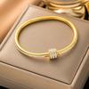 Bracciale da donna in acciaio al titanio con diamanti, placcato oro, non sbiadisce, intarsio di zirconi, alta gamma, semplice, versatile gioiello in acciaio inossidabile